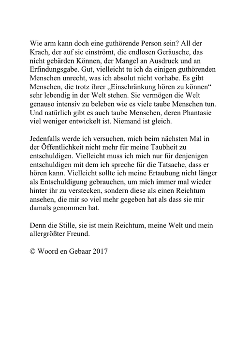 Woord en Gebaar - Stille ist Reichtum (verschoben)